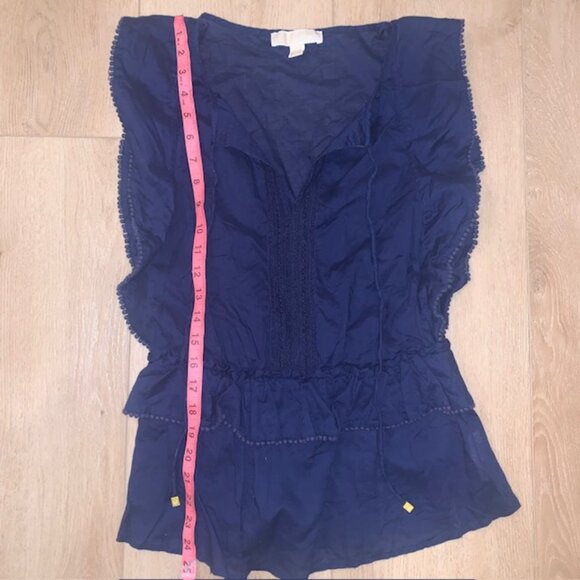 Michael Kors Navy Blue Sleeveless 100% Cotton Y2K style Top Size Small - Picture 2 of 11
